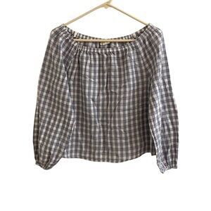 a.n.a  Womens Sz M Shirt Purple White Long Sleeve Off Shoulder Boho Crochet